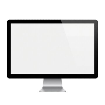Desktop computer monitor with blank white widescreen display