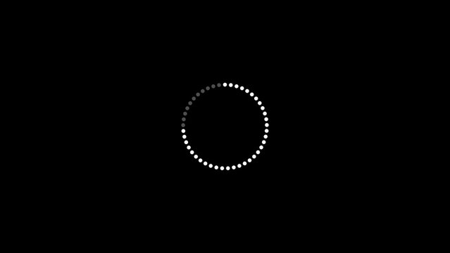 Dot loading circle animation represents digital system progress. Dot loading circle animation for data buffering display. Dot loading circle animation background for network buffering.