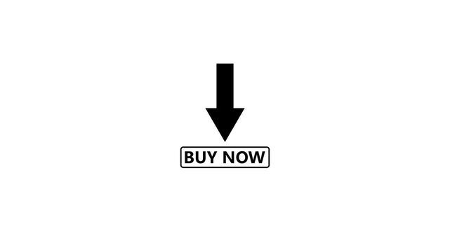 Animated buy now button with downward arrow icon for e-commerce and digital marketing call to action
