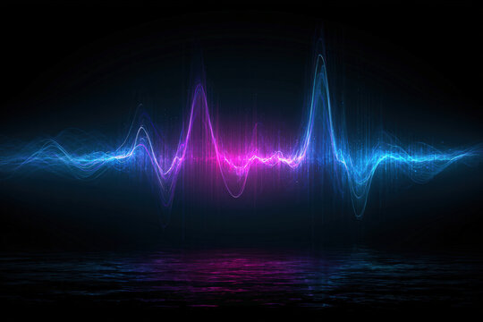 Abstract sound wave visualization glowing audio waveform on