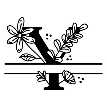 Floral split y monogram