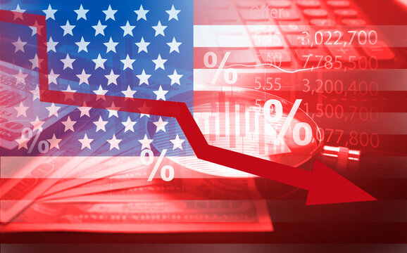 US financial inflation crisis with stock market graph , economy problem , investment analysis concept
