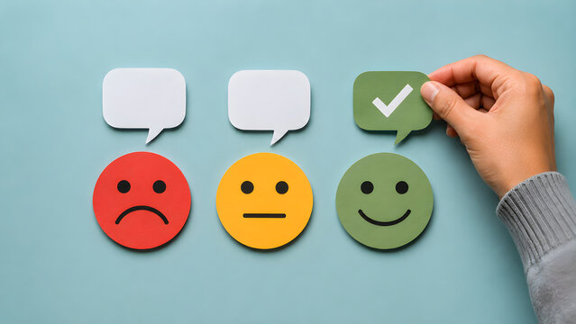 Customer Feedback Survey with Happy Neutral and Sad Ratings