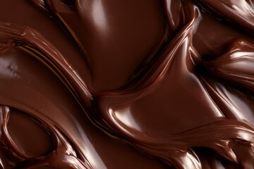 Naklejka premium Rich chocolate spread on a surface with smooth and glossy texture