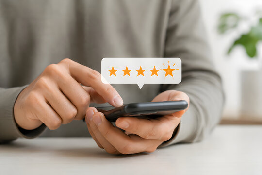 Mobile Customer Review with Five Star Rating