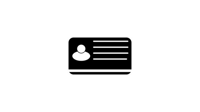 Id card icon animation with personal information lines appearing, minimalist business identification