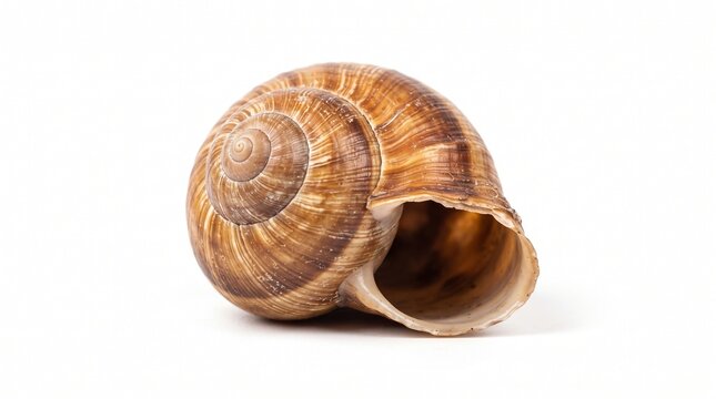 Natural spiral snail shell for biology education, nature branding, organic textures, children&rsquo;s materials, editorial design and decorative compositions. Isolated on White background.