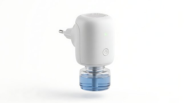 Electric mosquito repellent device with blue liquid refill isolated on white background