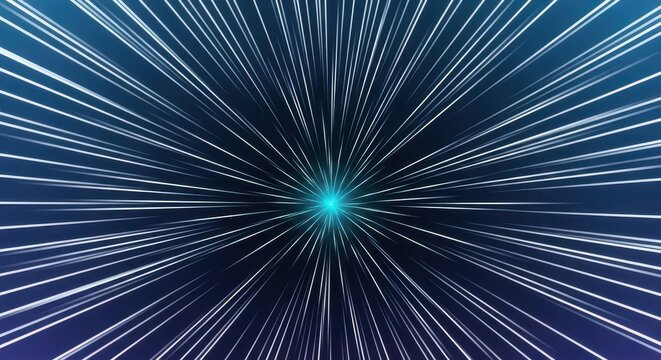 Abstract speed lines background, with central blue, light burst representing, motion and velocity