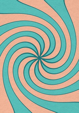 Retro Turquoise and Peach Swirl Background with Paper Texture
