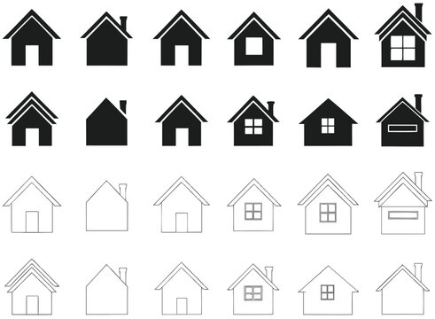 Real Estate Minimalist House Icon Vector Set