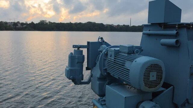 Electric motor and winch machinery beside Ziegelinnensee in Schwerin