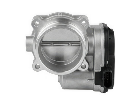 automotive engine throttle body fuel injection component isolated on transparent background