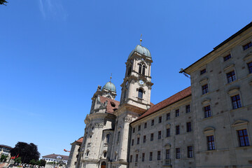 Obraz premium Einsiedeln Abbey with twin towers in Switzerland. 