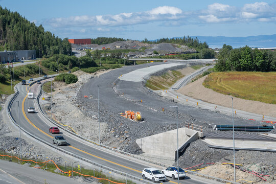 Overview of New E6 Highway Corridor and Underpass Construction at Sveberg Malvik