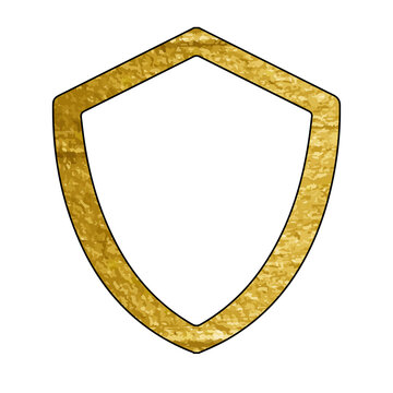 Luxury Gold Shield Frame with Textured Metallic Border and Transparent Center