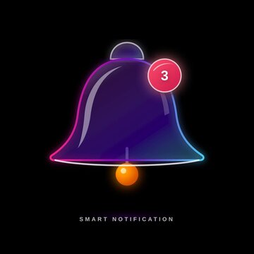 3D Colorful Bell Icon with Glow Effect Representing Smart Notification and Alert System for Digital Applications