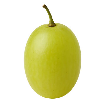 Single green grape with long green stem