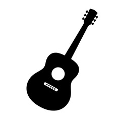 Fototapeta na wymiar Acoustic guitar icon flat outline in black