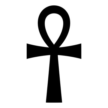 Ankh icon flat outline in black