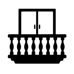 Naklejka premium Balcony icon flat outline in black