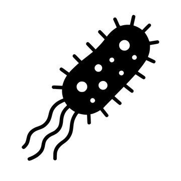 Bacteria icon flat outline in black