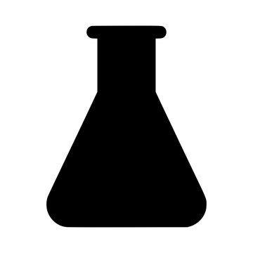 Beaker icon flat outline in black
