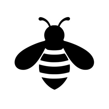 Bee icon flat outline in black