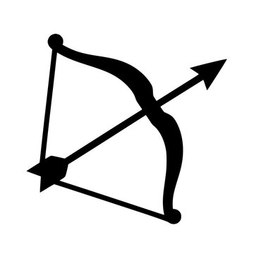 Bow arrow icon flat outline in black