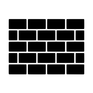 Brickwall icon flat outline in black