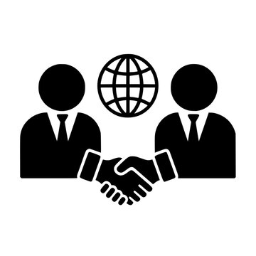 Business Connections icon flat outline in black