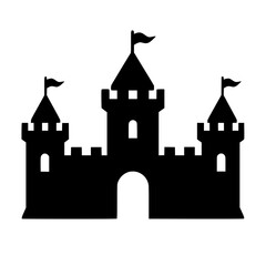 Obraz premium Castle icon flat outline in black