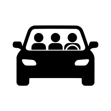 Carpool share icon flat outline in black