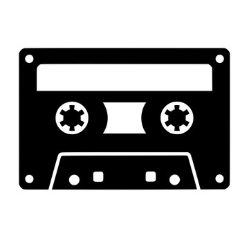 Cassette tape icon flat outline in black