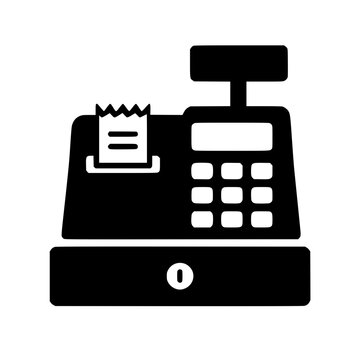 Cash register icon flat outline in black