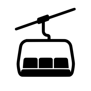 Chairlift icon flat outline in black