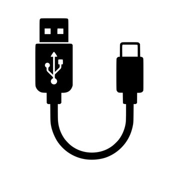 Charging cable icon flat outline in black