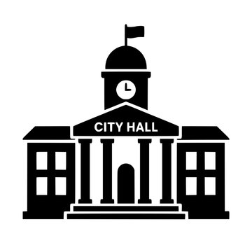 City hall icon flat outline in black