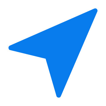 Blue navigation arrow icon vector illustration for GPS and direction