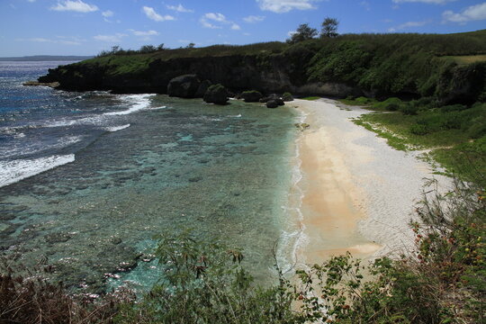 Scenic ocean view, Ladder Beach, Saipan, Northern Mariana Islands