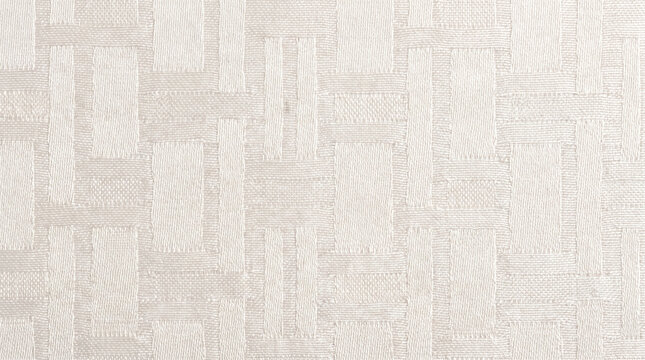 White jacquard fabric with geometric woven pattern