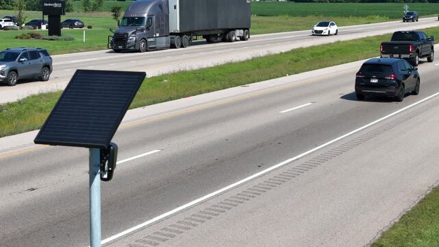 Solar powered ALPR security camera recording cars as they go by