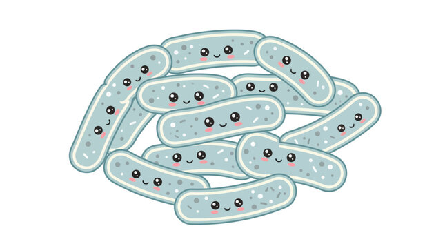 Group of cute oval-shaped bacilli bacteria