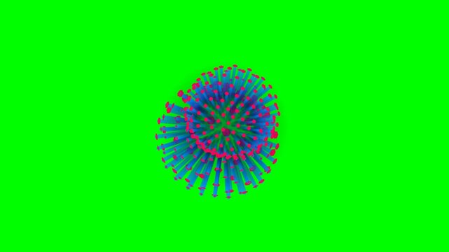 3d render of a blue and red coronavirus cell floating in space 4K Motion Video