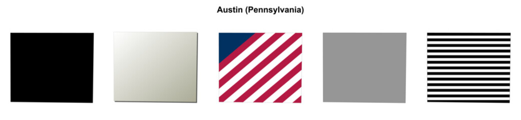 Obraz premium Austin (Pennsylvania) blank outline map set