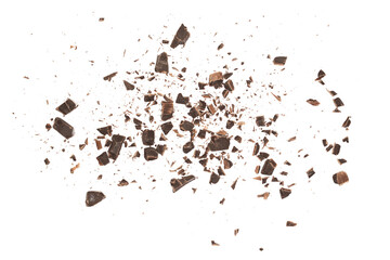  Pile chopped, milled chocolate isolated on white, top view © dule964