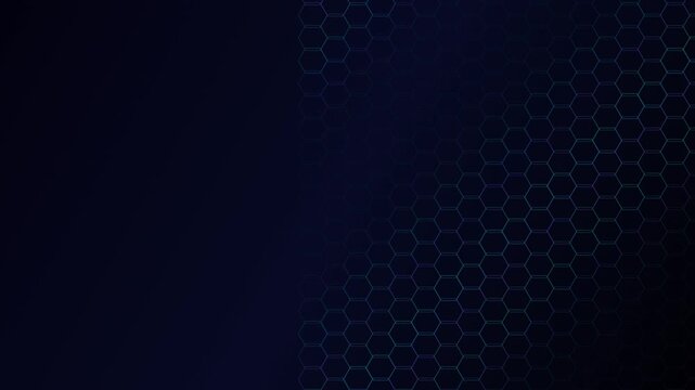 Dark blue background with a subtle glowing hexagon pattern for futuristic technology and digital science concepts