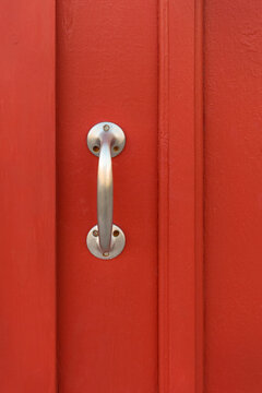 Metal Handle on Red Door
