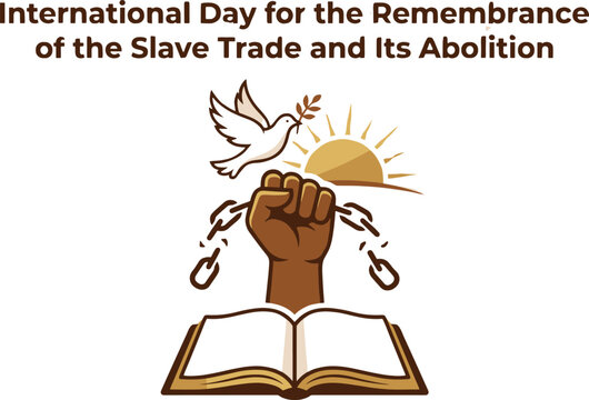Slavery Abolition Concept with Raised Fist and Broken Chains