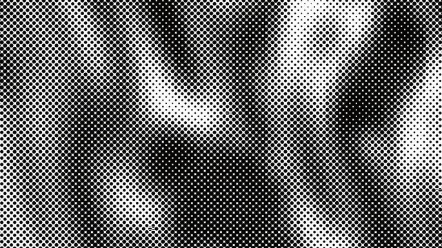 Abstract monochrome halftone pattern with varying dot density and gradient effect transparent background